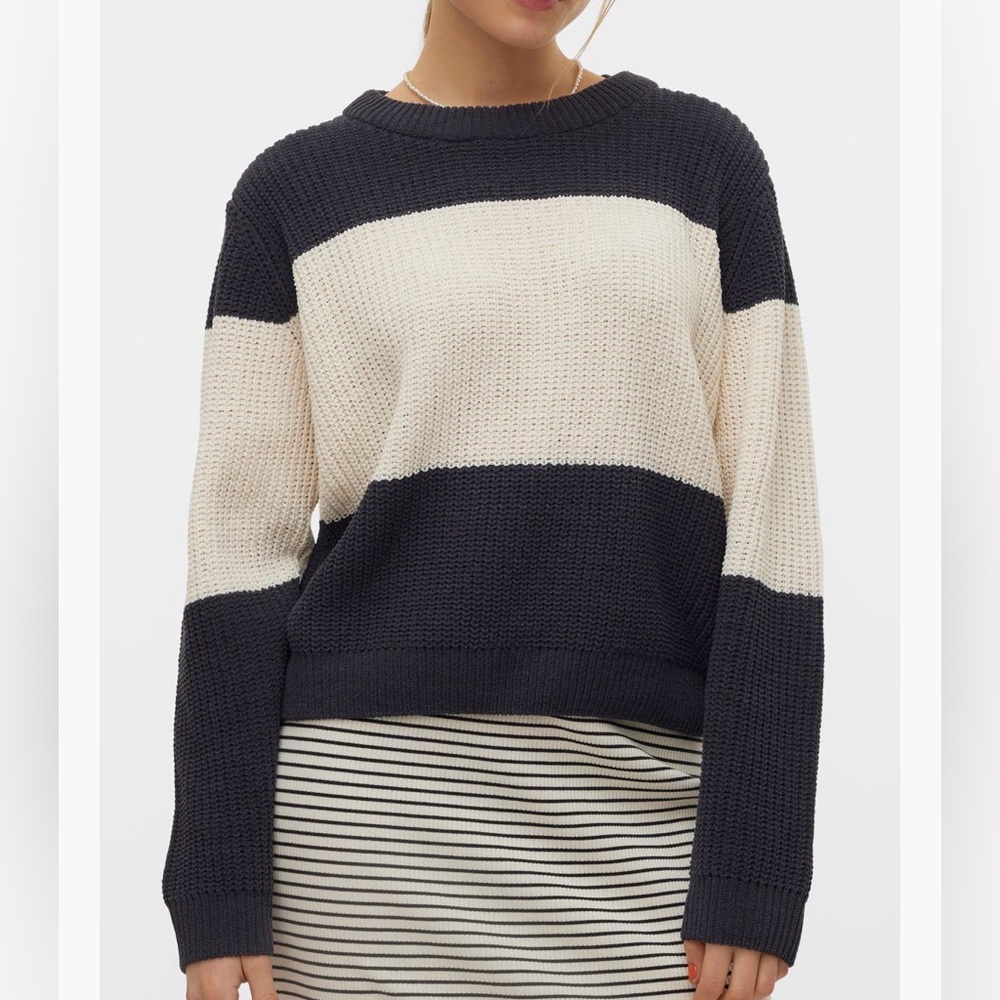 Nordstrom Black and Cream Striped Sweater